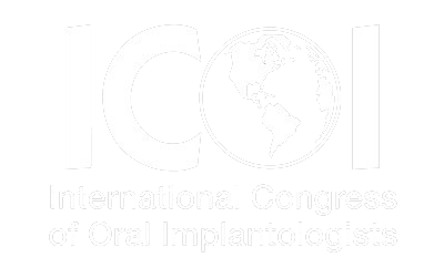 The image shows a logo with text that reads INTERNATIONAL CONGRESS OF ORAL IMPLANTOLOGISTS and includes a graphic of a planet with continents, suggesting global reach.